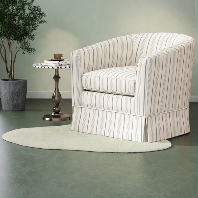 Chaises d'appoint pivotantes lisses, structure en métal et tissu, rayures modernes