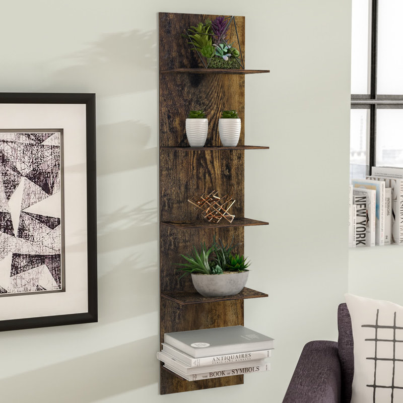Brakebill 5 Tier Wall Shelf, Pine