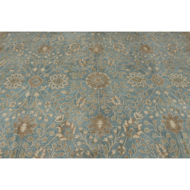 19 tapis turc bleu et brun clair Oushak