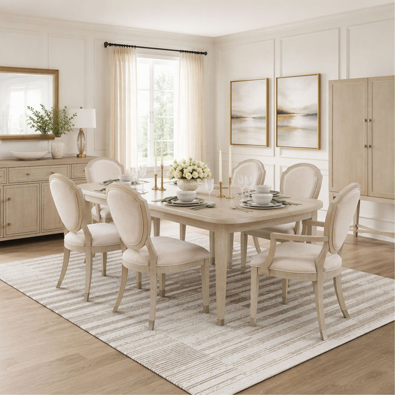 Table de salle à manger de 244 cm (96 pouces) avec rallonge séparée, meuble de salle à manger en bois de qualité et durable.