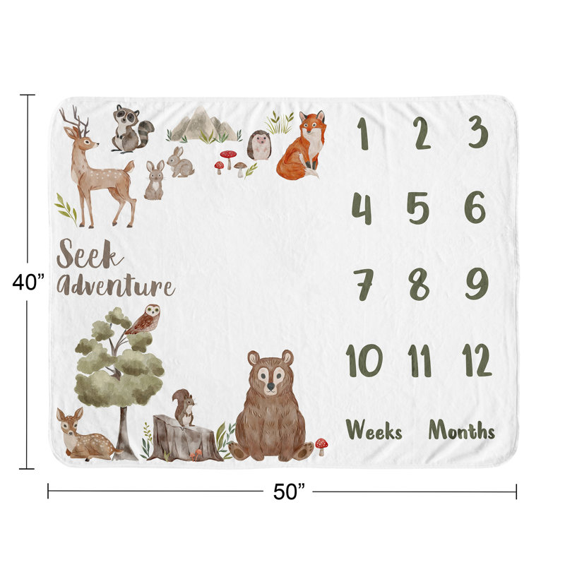 Couverture pour bébé Watercolor Forest Woodland Milestone par Sweet Jojo Designs