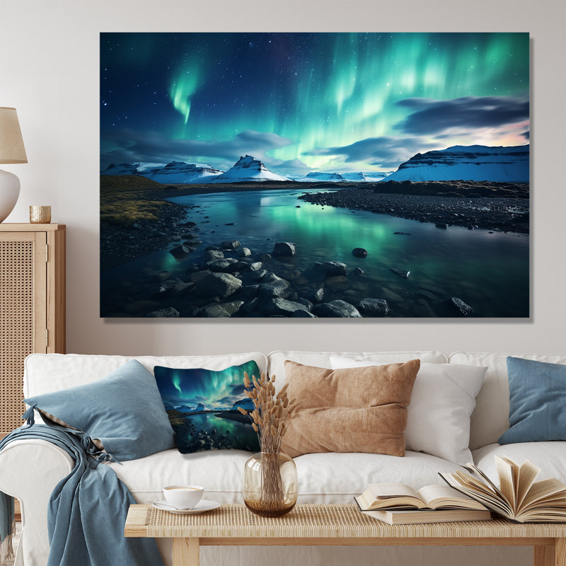 «Islandais Borealis Winter s Aurora I - Aurora Borealis», art mural encadré, Toile tendue, H 40 po x l 60 po x P 1,5 po