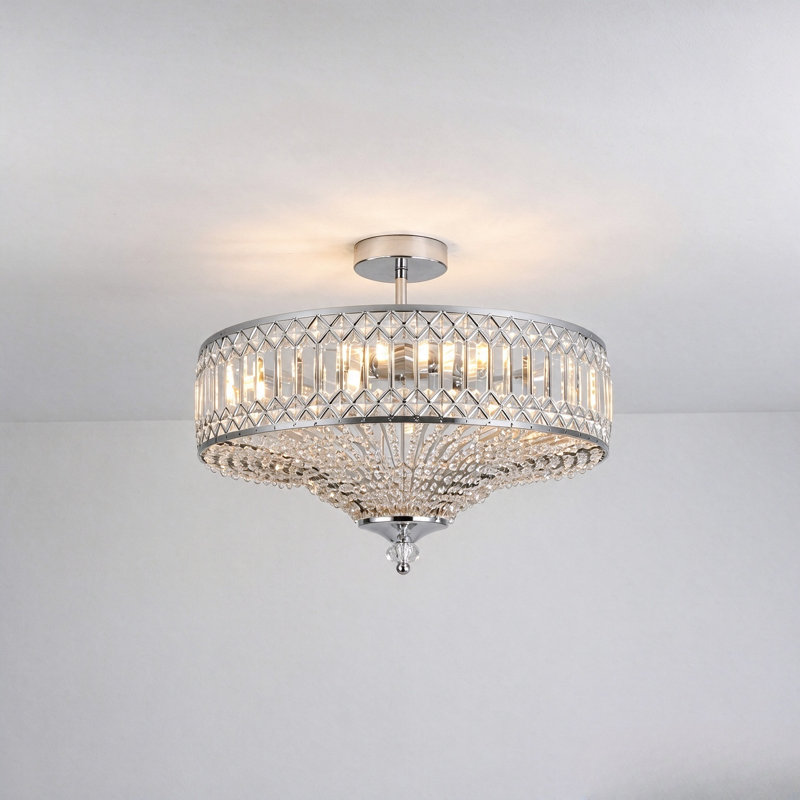 Jimal Crystal Semi Flush Mount, Chrome