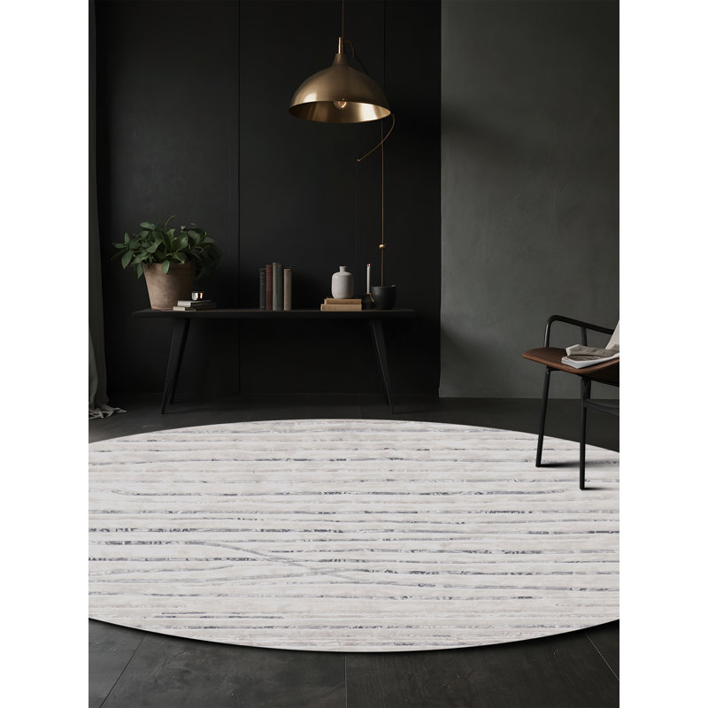 Machine Washable Gray Area Rug, Round 7'