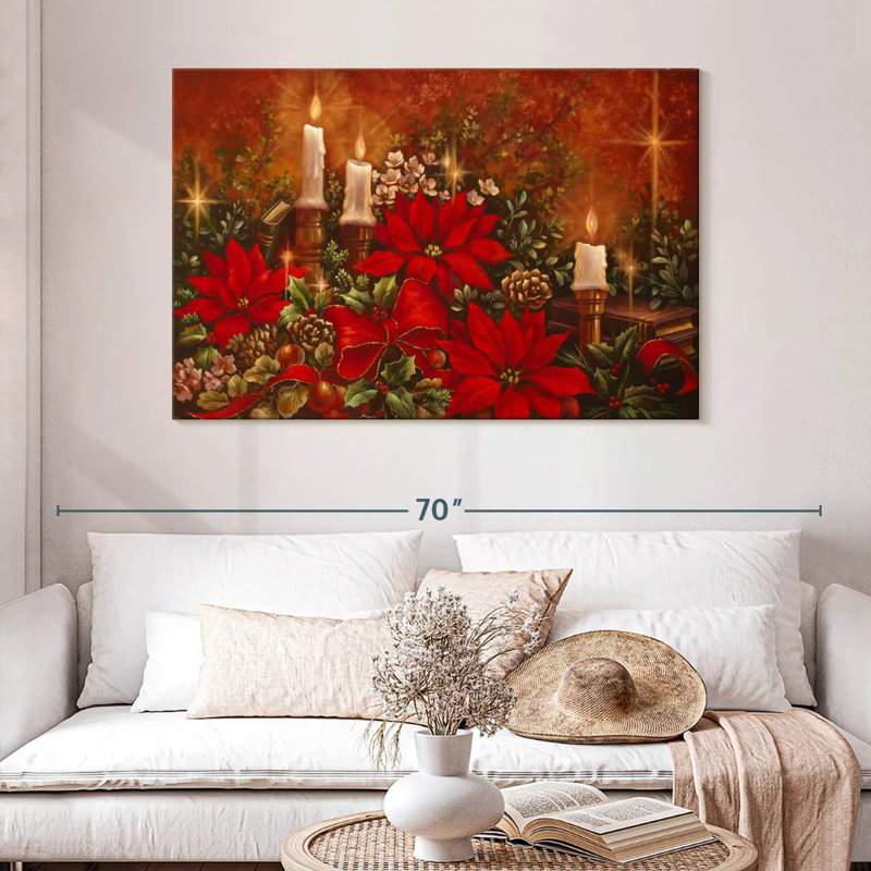 Poinsettia lumineux, H 32 po x l 48 po