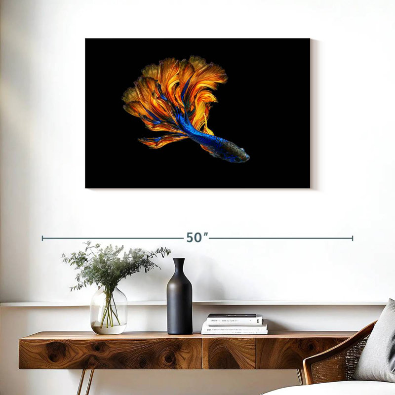 Brampt Yellow Tailed Blue Betta Fish, 24" H x 36" W