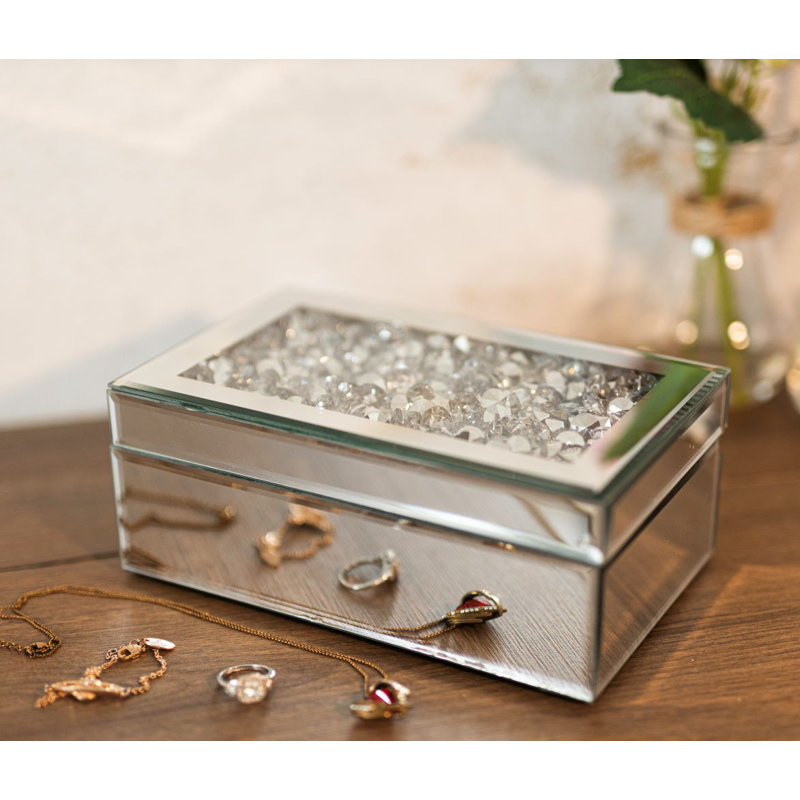 Glass Jewellery Box + Mirror