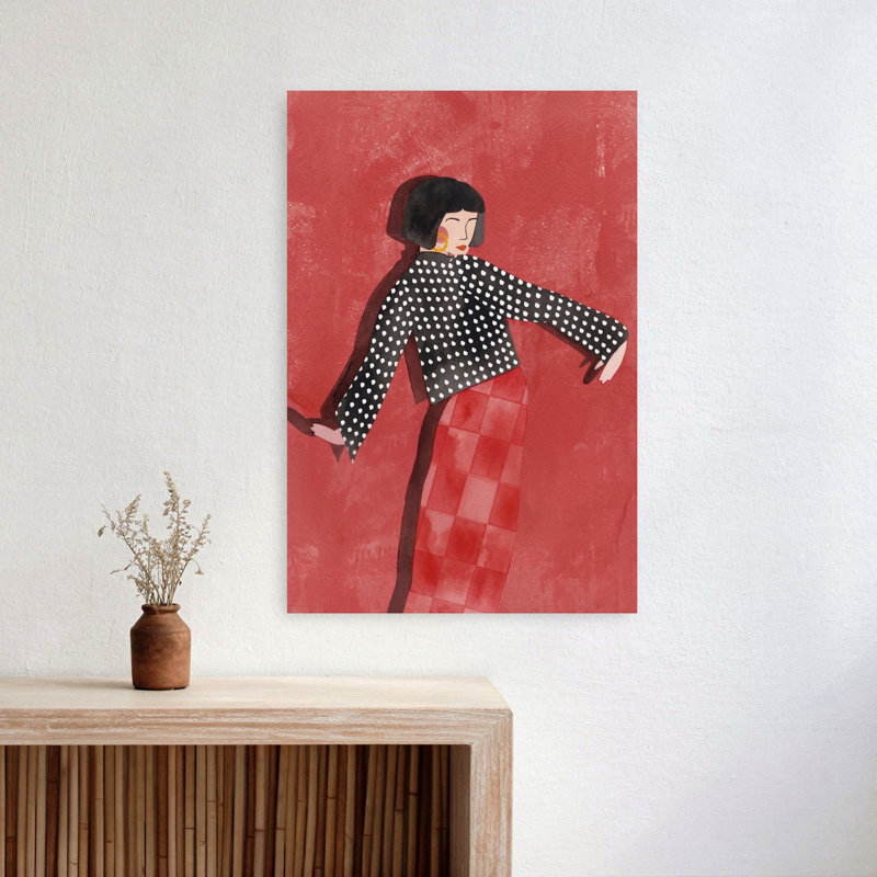 Art mural moderne dansant rouge