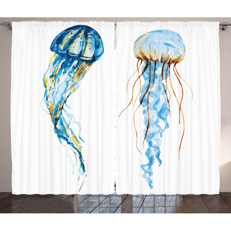Jellyfish Semi-Sheer Rod Pocket Curtain Panels, 54" x 96"