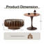 Table basse tambour Khadim 80 cm, table basse ronde contemporaine moderne et unique en bois cannelé avec centre cannelé, noyer-744534590