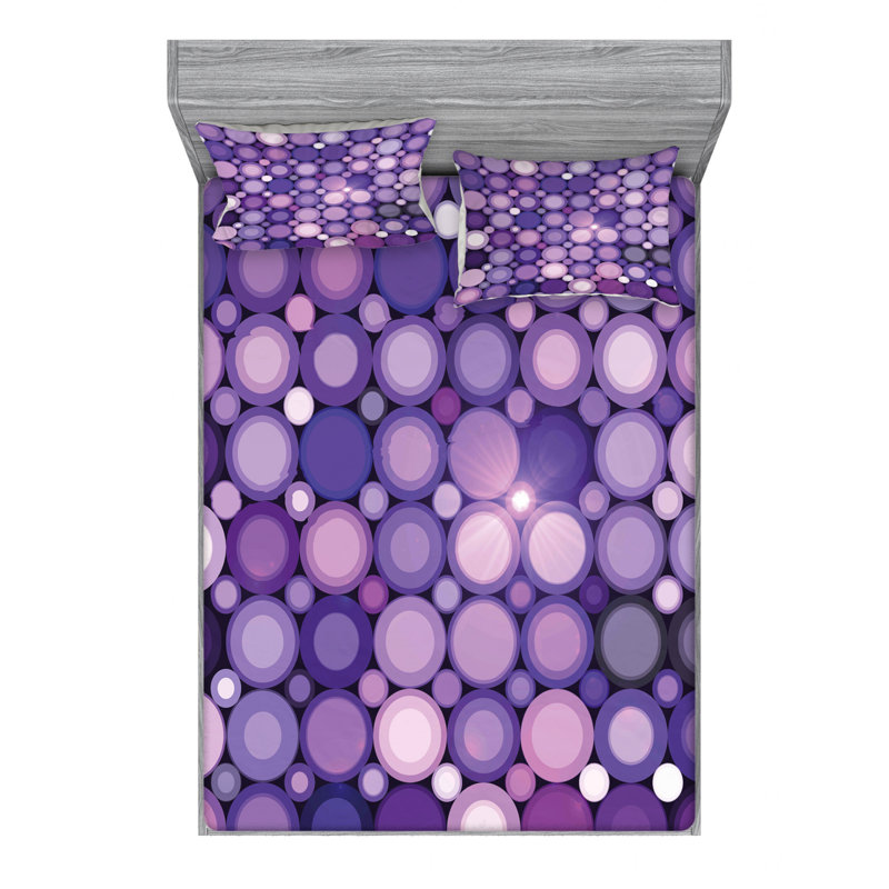 Microfiber Geometric Sheet Set, Full/Double Sheet Set with Fitted Sheet