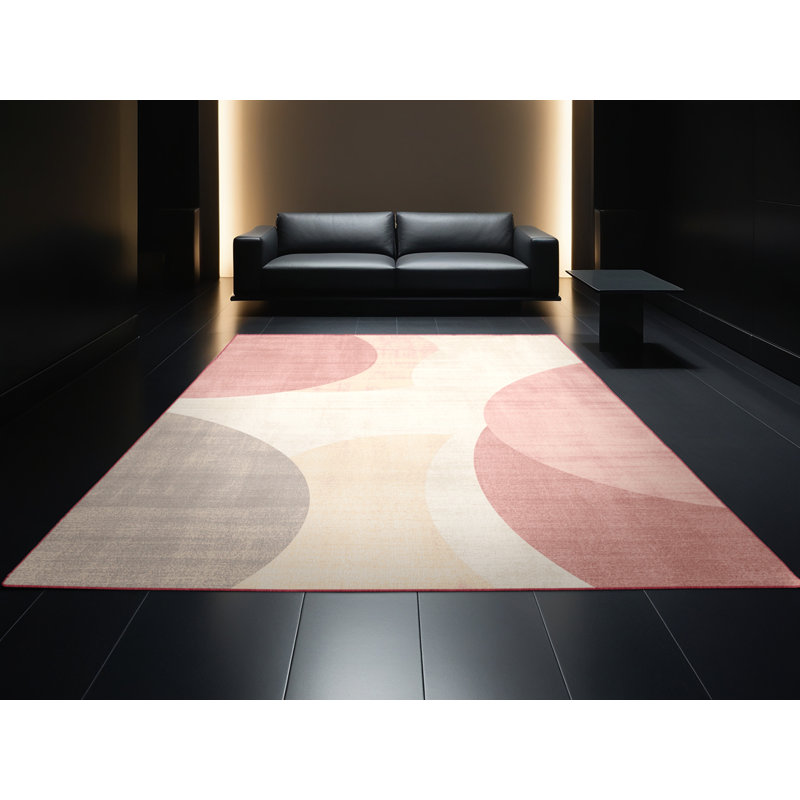 Machine Washable Fieldston Easter Modern & Contemporary Abstract Rug in Beige – Rose Binding, 5x7