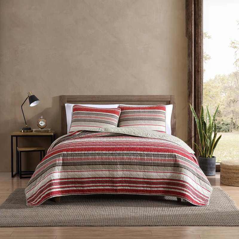 Eddie Bauer Yakima Valley Cotton Quilt Set, Twin Quilt + 1 Standard Sham, Red