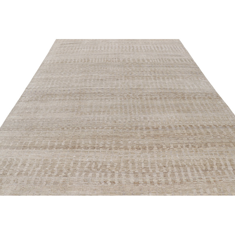 Hand Knotted Striped Area Rug, Rectangle 6' x 8'