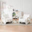 Fauteuil rembourré capitonné avec pieds en bois massif-267923468