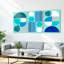 Abstrait géométrique et feuilles tropicales, art mural tendu sur toile, ensemble minimaliste moderne (ensemble de 3)-1278862126