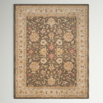 Tapis oriental gris olive en laine touffeté à la main Armintha