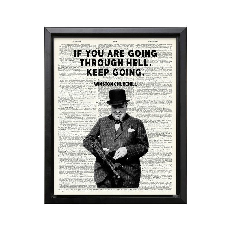 Winston Churchill - continuez, Black Framed, Canvas, 18"H x 24"W