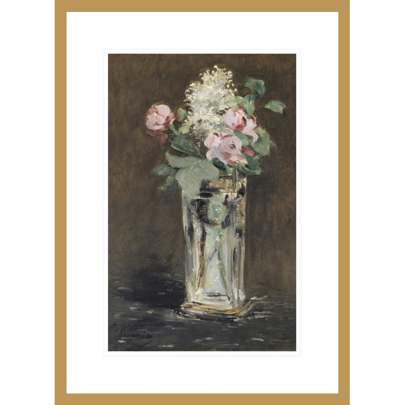 «Flowers in a Crystal Vase 1882» par Edward Manet, impression giclée sur cadre, H 21,75 po x l 15,86 po