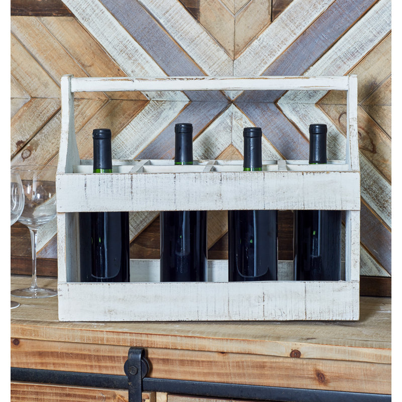 Bontemps Rustic 8-Bottle Tabletop Wine Holder, White
