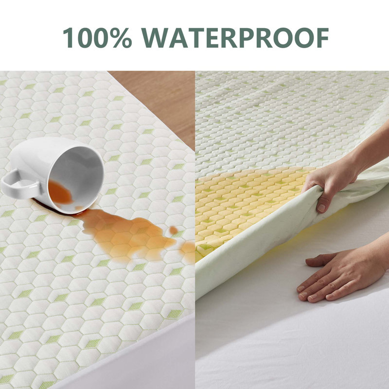 BEDLORE® Noiseless Waterproof Bamboo Mattress Protector, Hypoallergenic 3D Air Fabric Breathable Mattress Cover, Washable Mattress Pad with 6"-18" Deep Pocket