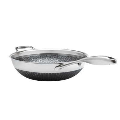 Livwell DiamondClad 12-inch Hybrid Nonstick Stainless Steel Wok Fry Pan - PFOA Free, Dishwasher Safe, Oven Safe