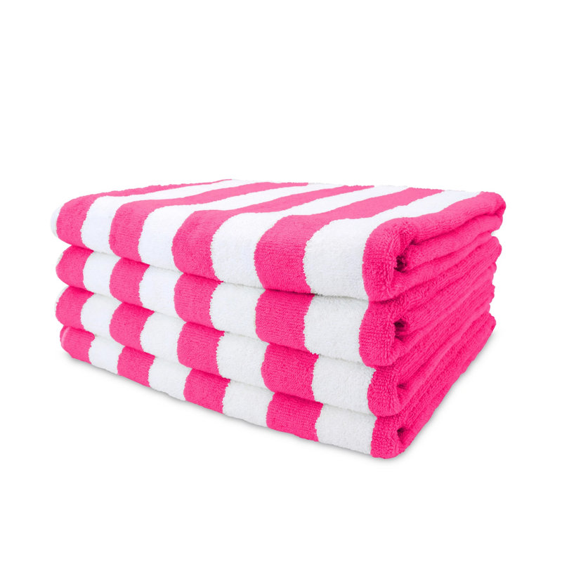Arkwright California Cabana 100% Cotton 30x70 Beach Towel (Pack of 4), Pink
