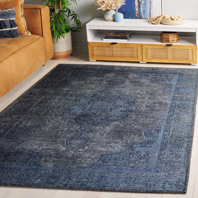 Tapis bleu / gris touffeté à la main Charnwood, Rectangle 5 pi x 8 pi