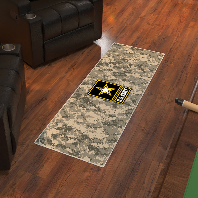 US Army Logo Non-Slip Area Rug For Bedroom, Kitchen, Multi/Camo, Runner 1'8" x 4'11"
