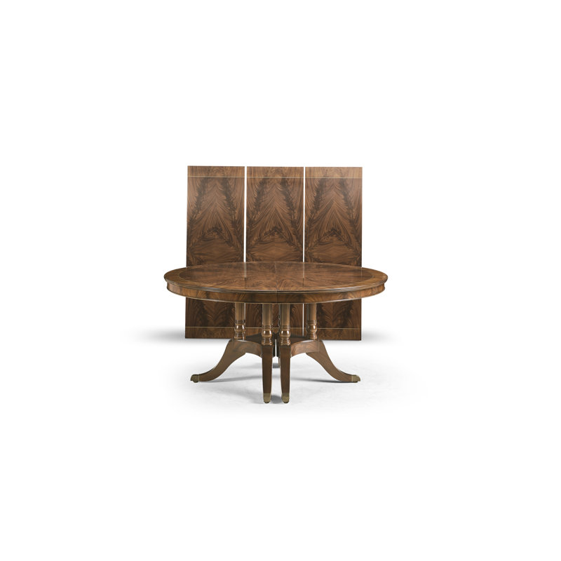 Round Mahogany Dining Table Opens To 10 Feet  Seats 12