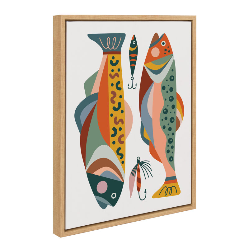 «Gone Fishing» par Rachel Lee, 3 oiseaux, reproduction d'art sur toile encadrée, H 24 po x l 18 po x P 1,62 po
