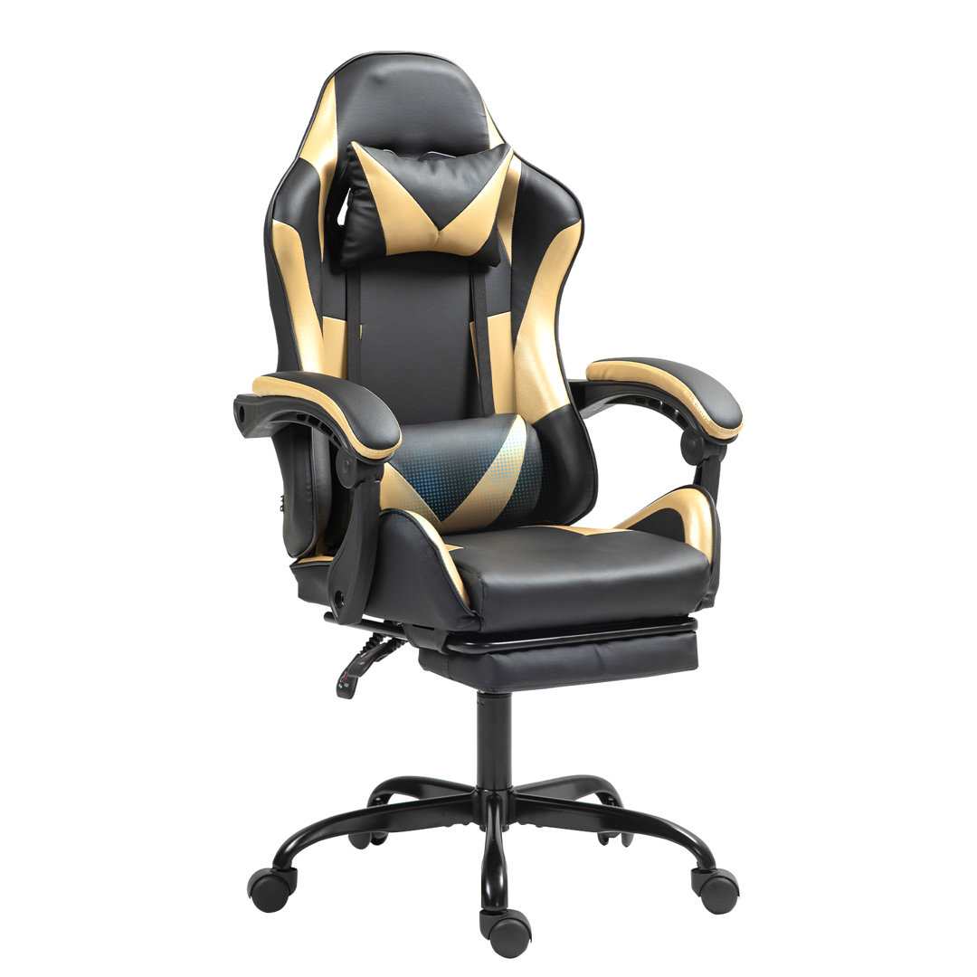 Inbox Zero Knoble Adjustable Reclining Ergonomic Faux Leather Swiveling PC & Racing Game Chair with Footrest