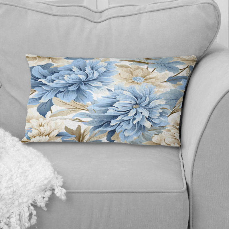 Blanc et bleu brise de damas - Coussin décoratif abstrait Coral Reef multicolore azur - Coussin