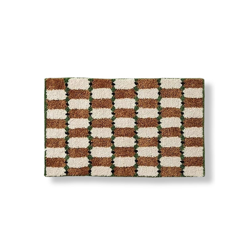 Tapis pour salle de bain Retro Checker, Brun