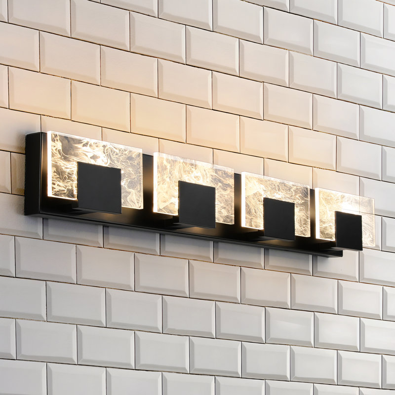 4-Light Modern Bathroom Vanity Light, Matte Black