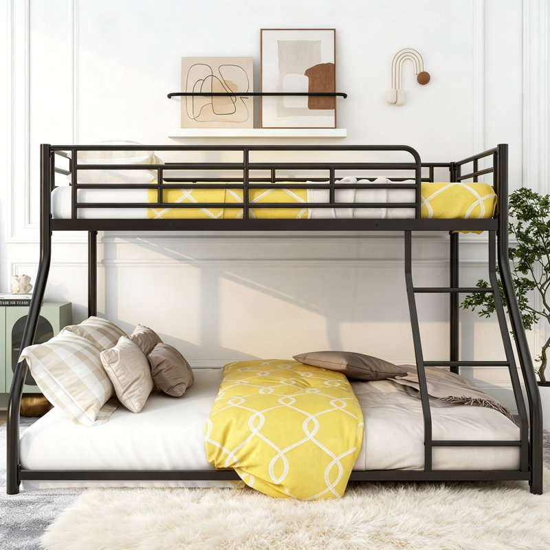 Metal Floor Bunk Bed, Twin XL Over Queen