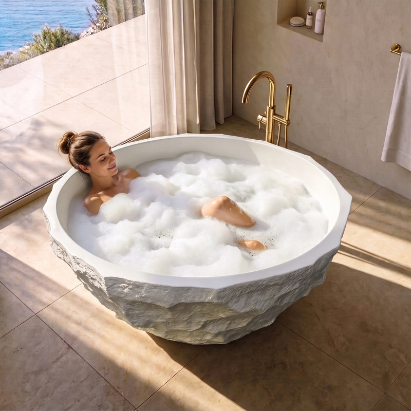 Baignoire de trempage ronde autoportante 60 po x 60 po