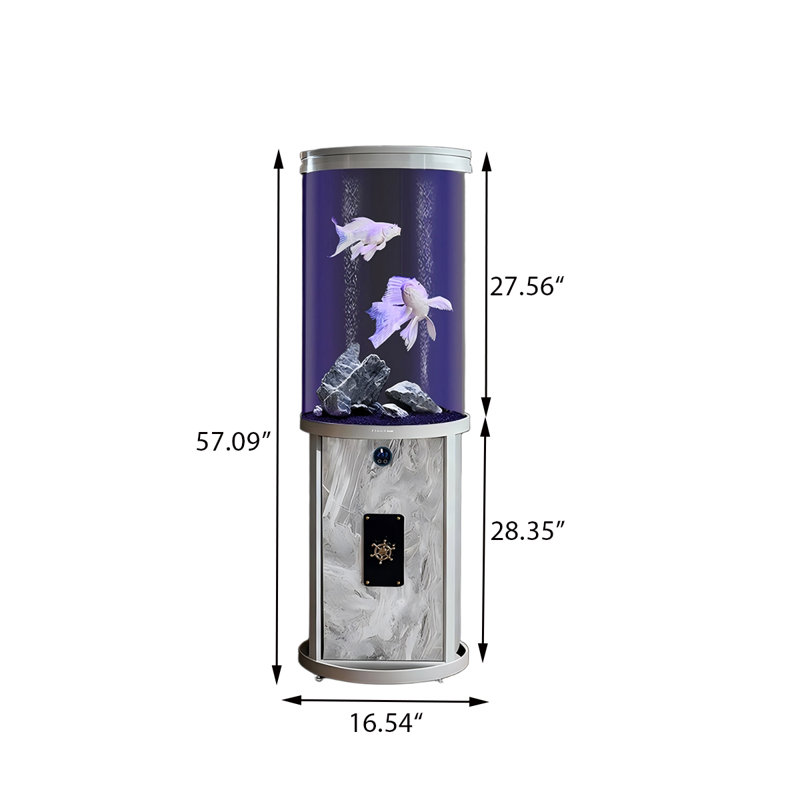 Aquarium cylindrique en acrylique 16,54 po, Transparent / gris,  31,7 gallons (H 57,09 po x l 16,54 po x P 16,54 p