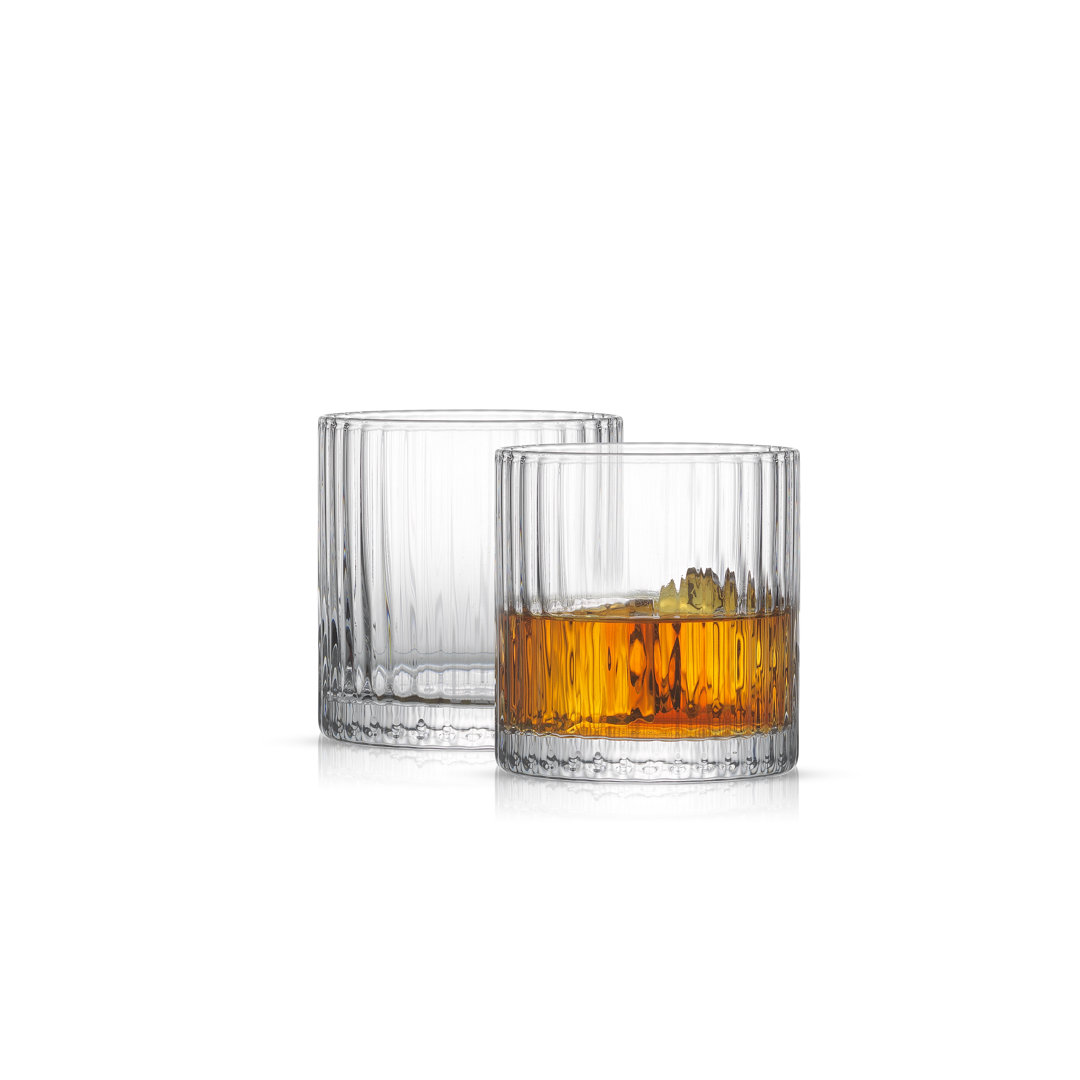 JoyJolt Elle Fluted Double Old Fashioned Whiskey Glass, 10oz (Set of 2) JoyJolt