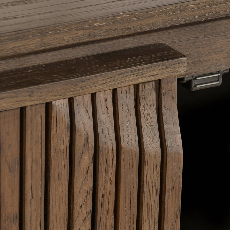 Roya Reclaimed Oak Wood 4 Dr Cabinet Toasted Brown, Walnut