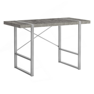 Bureau d'ordinateur, bureau personnel, ordinateur portable, L 48 po, travail, stratifié de béton gris, métal gris, contemporain, moderne