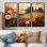Assortiment de bouquets de fleurs, paysage de grange II - campagne, art mural - ensemble de 3