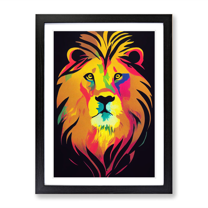 Lion Hot Wax - Picture Frame Print, 64cm H x 46cm W x 2cm D, Walnut