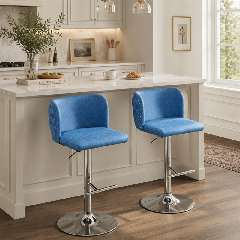 Tabourets de bar pivotants à hauteur réglable, tabourets de bar rembourrés en polyuréthane moderne, ensemble de 2