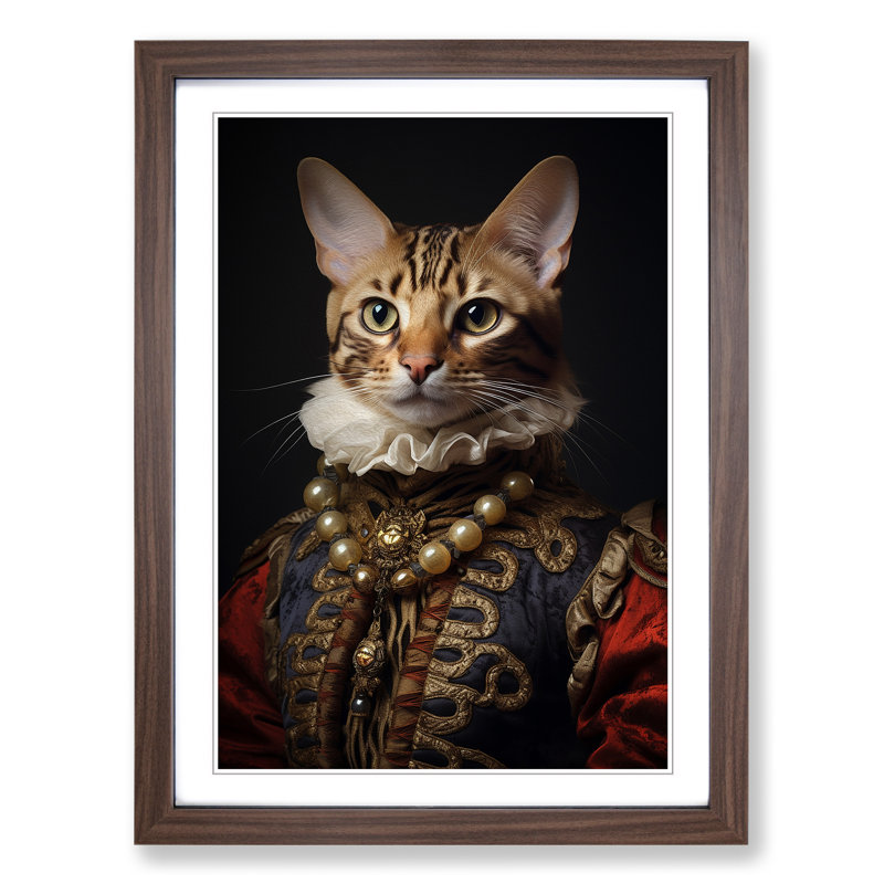 Bengal Cat Rococo No.2 - Framed Print, Walnut, 64cm H x 46cm W x 2cm D