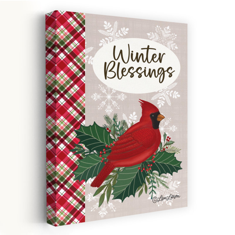 «Winter Blessings», cardinal, oiseau, nature, art hivernal, H 24 po x l 16 po