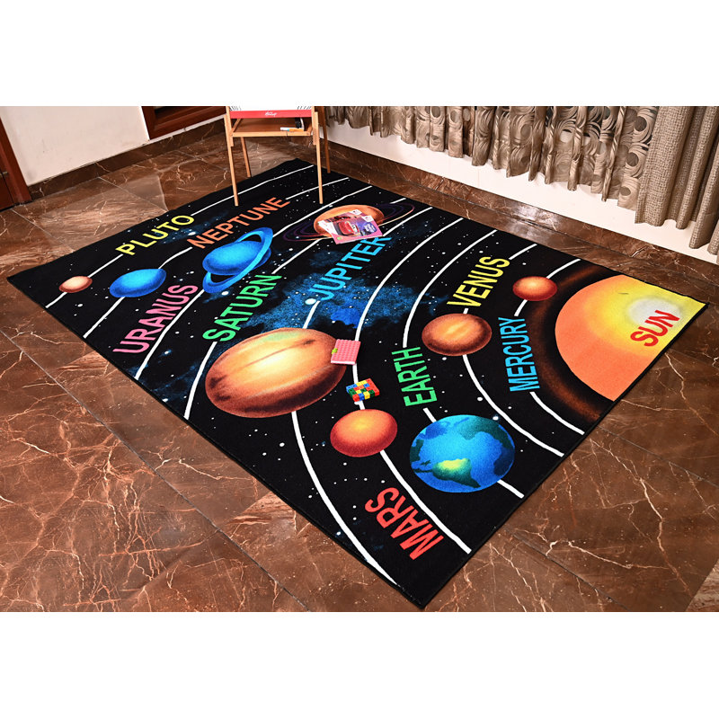 Furnish my Place 761 Solar System HD 6'6"x9’2 Area Rug Solar System for Playroom, Bedroom & Classroom, Washable Floor Mat, Multicolor