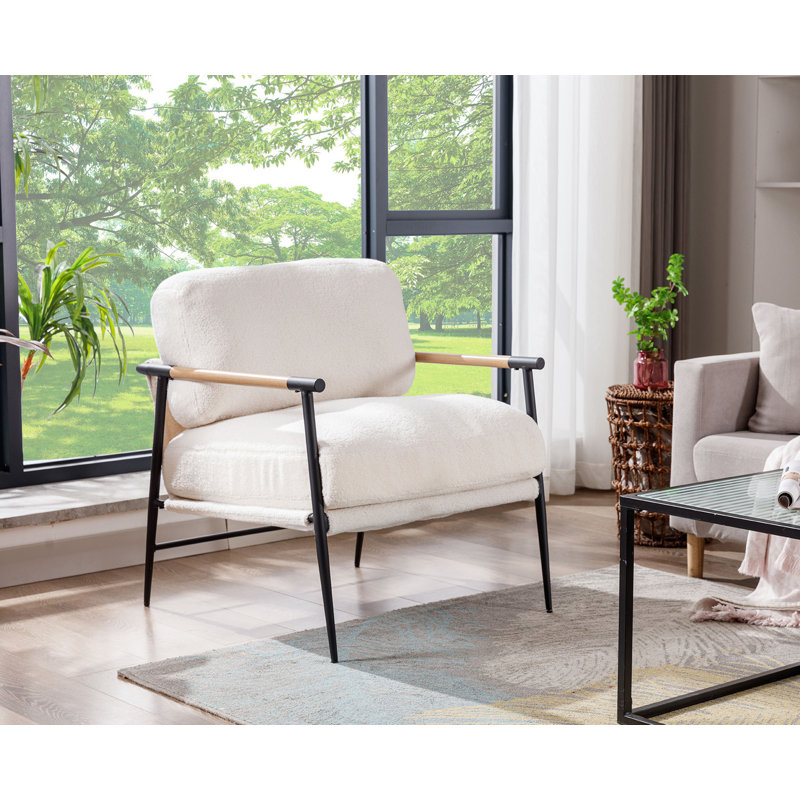 Fauteuil large de 27,5 po Cerciz, Polyester blanc Cerciz