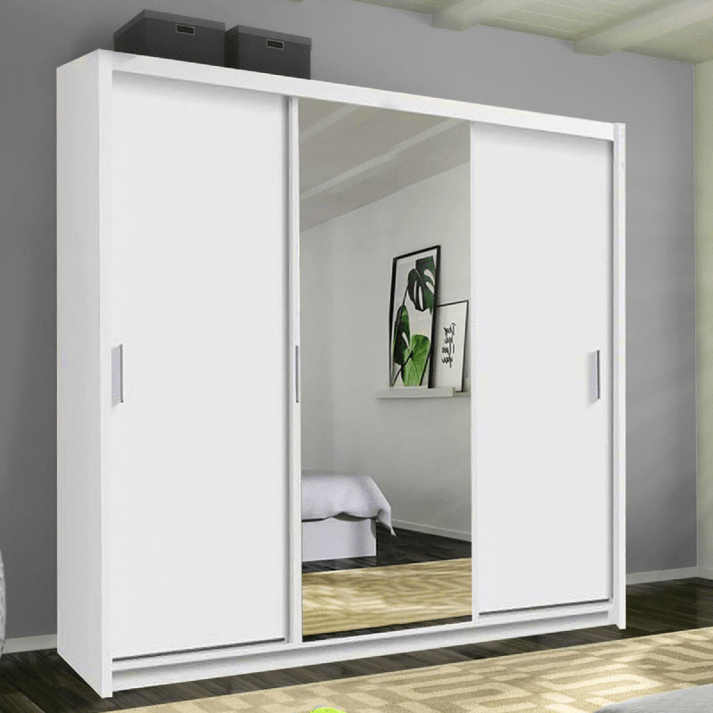 Chuipek 3 Door Manufactured Wood Wardrobe, White