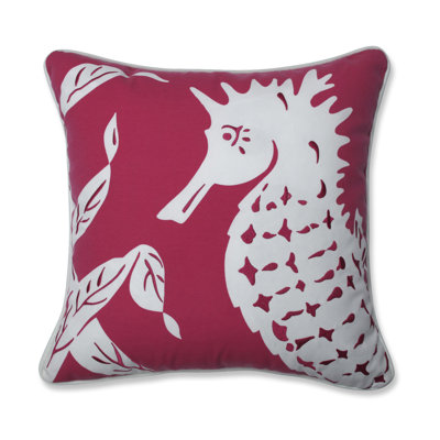 Sally Seahorse Indoor/Outdoor Animal Print Throw Pillow